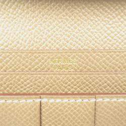 Hermes Brown Etoupe Grey Epsom Leather Bearn Soufflet Bi-Fold Long Wallet