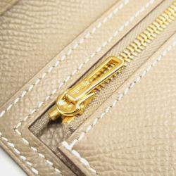 Hermes Brown Etoupe Grey Epsom Leather Bearn Soufflet Bi-Fold Long Wallet