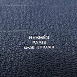 Hermes Navy Chevre Leather Bearn Combination Tri-Fold Wallet