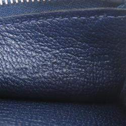 Hermes Navy Chevre Leather Bearn Combination Tri-Fold Wallet