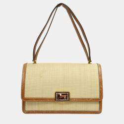 Hermes Beige Brown Crinoline Courchevel Vintage Shoulder Bag