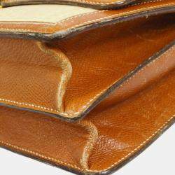 Hermes Beige Brown Crinoline Courchevel Vintage Shoulder Bag