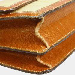 Hermes Beige Brown Crinoline Courchevel Vintage Shoulder Bag