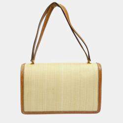 Hermes Beige Brown Crinoline Courchevel Vintage Shoulder Bag