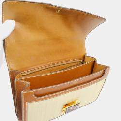 Hermes Beige Brown Crinoline Courchevel Vintage Shoulder Bag