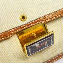 Hermes Beige Brown Crinoline Courchevel Vintage Shoulder Bag