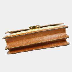 Hermes Beige Brown Crinoline Courchevel Vintage Shoulder Bag