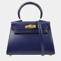 Hermes Blue Box Calf Kelly 20 Sellier Handbag