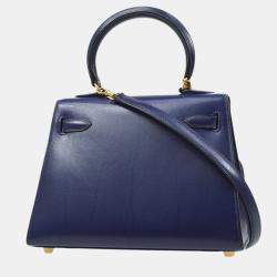 Hermes Blue Box Calf Kelly 20 Sellier Handbag