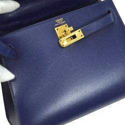 Hermes Blue Box Calf Kelly 20 Sellier Handbag