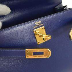 Hermes Blue Box Calf Kelly 20 Sellier Handbag