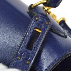 Hermes Blue Box Calf Kelly 20 Sellier Handbag