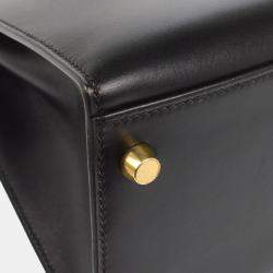 Hermes Black Box Calf Kelly 32 Sellier Handbag