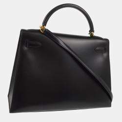 Hermes Black Box Calf Kelly 32 Sellier Handbag
