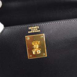 Hermes Black Box Calf Kelly 32 Sellier Handbag