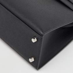 Hermes Black Epsom Leather Palladium Finish Kelly Sellier 25 Bag