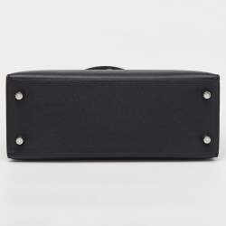 Hermes Black Epsom Leather Palladium Finish Kelly Sellier 25 Bag