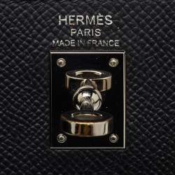 Hermes Black Epsom Leather Palladium Finish Kelly Sellier 25 Bag
