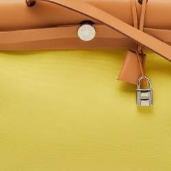 Hermes Soufre/Natural Toile Canvas and Vache Leather Herbag Zip 31 Bag