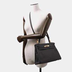 Hermes Black Togo Leather Kelly Retourne 28 Top Handle Bag