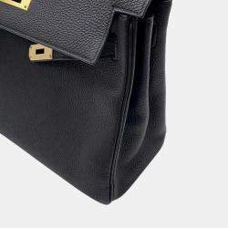 Hermes Black Togo Leather Kelly Retourne 28 Top Handle Bag
