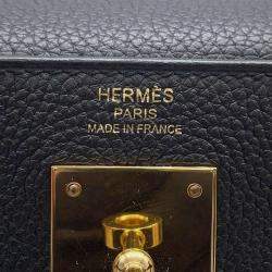 Hermes Black Togo Leather Kelly Retourne 28 Top Handle Bag