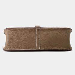 Hermes Etoupe Taurillon Clemence Halzan 25 Tote Bag