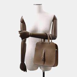 Hermes Etoupe Taurillon Clemence Halzan 25 Tote Bag