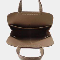 Hermes Etoupe Taurillon Clemence Halzan 25 Tote Bag
