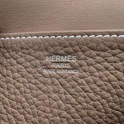 Hermes Etoupe Taurillon Clemence Halzan 25 Tote Bag