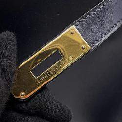 Hermes Blue Indigo Box Calf Leather Kelly Sellier 28 Top Handle Bag