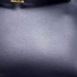 Hermes Blue Indigo Box Calf Leather Kelly Sellier 28 Top Handle Bag
