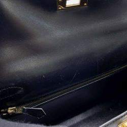 Hermes Black Box Calf Leather Kelly Sellier 28 Top Handle Bag