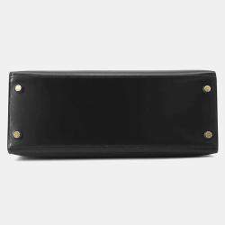 Hermes Black Box Calf Leather Kelly Sellier 28 Top Handle Bag