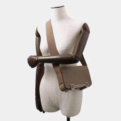 Hermes Etoupe Chevre Mysore Leather Geta Shoulder Bag