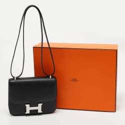 Hermes Noir Epsom Leather Palladium Finish Constance 18 Mini Bag