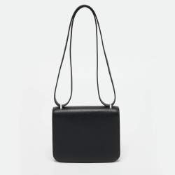 Hermes Noir Epsom Leather Palladium Finish Constance 18 Mini Bag