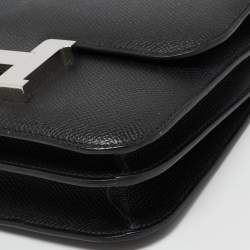 Hermes Noir Epsom Leather Palladium Finish Constance 18 Mini Bag