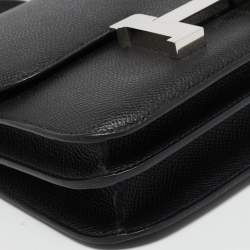 Hermes Noir Epsom Leather Palladium Finish Constance 18 Mini Bag