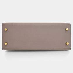 Hermes Kelly Sellier 25 Gris Asphalt Epsom Leather Bag