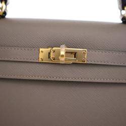 Hermes Kelly Sellier 25 Gris Asphalt Epsom Leather Bag