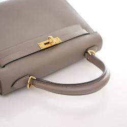 Hermes Kelly Sellier 25 Gris Asphalt Epsom Leather Bag