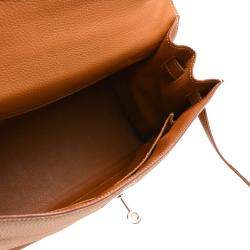 Hermes Gold Taurillon Clemence Kelly 32 Handbag