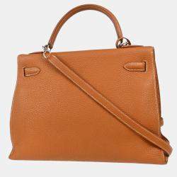 Hermes Gold Taurillon Clemence Kelly 32 Handbag