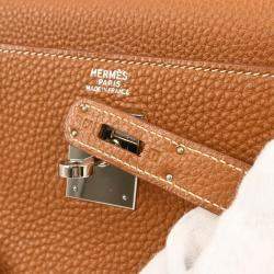 Hermes Gold Taurillon Clemence Kelly 32 Handbag