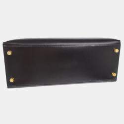Hermes Black Box Calf Kelly 28 Sellier Handbag