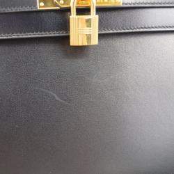 Hermes Black Box Calf Kelly 28 Sellier Handbag