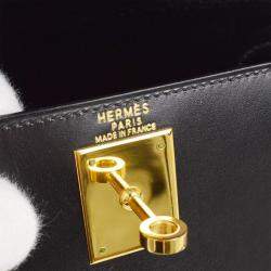 Hermes Black Box Calf Kelly 28 Sellier Handbag