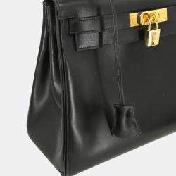 Hermes Black Box Calf Kelly 28 Retourne Handbag