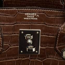 Hermes Havane Matte Porosus Crocodile Palladium Finish Birkin 30 Bag
